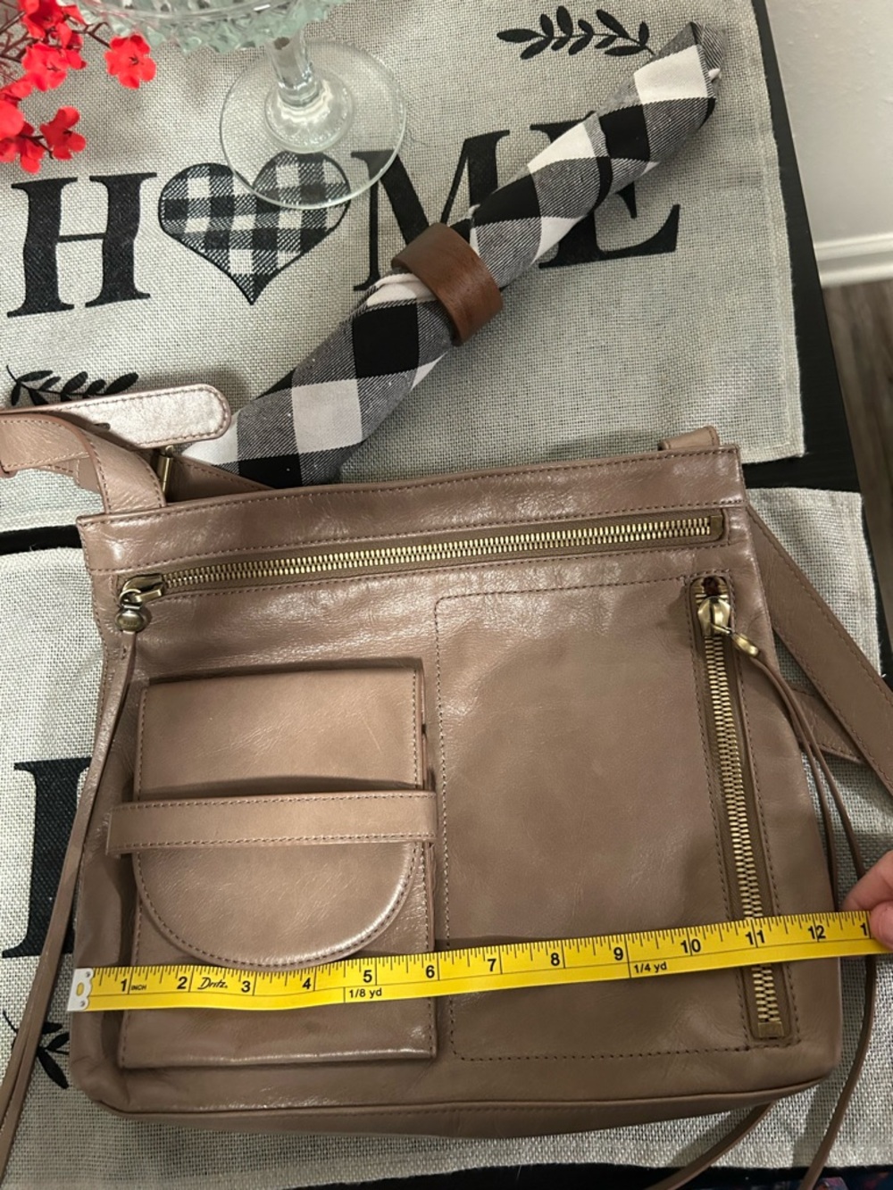 HOBO Taupe Leather Crossbody with Matching Taupe Wallet - Picture 5 of 16